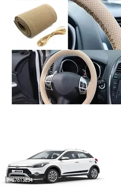 Stylish Car Steering Cover Beige Stiching  For Hyundai i20 Active