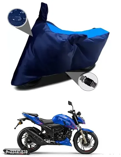 RONISH Waterproof Two Wheeler Cover (Black,Blue) For TVS Apache RTR 160 4V_t9-thumb0