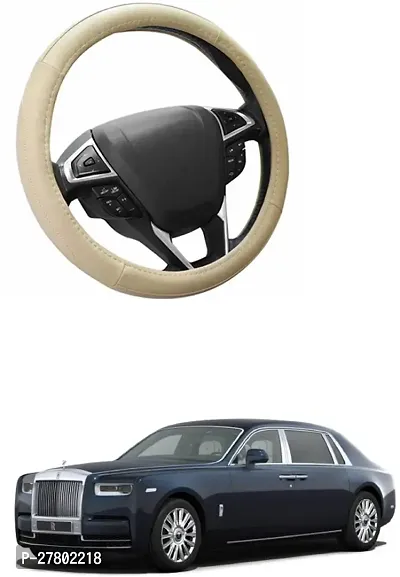 Designer Car Steering Cover Round Beige For Rolls Royce Phantom Viii