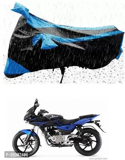 RONISH Two Wheeler Cover (Black,Blue) Fully Waterproof For Bajaj Pulsar 220 DTS-i-thumb0