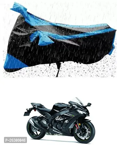 RONISH Two Wheeler Cover (Black,Blue) Fully Waterproof For Kawasaki Ninja ZX-10R