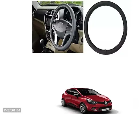 Designer Car Steering Cover Round Black For Renault Clio