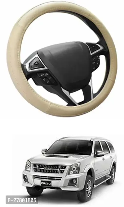 Designer Car Steering Cover Round Beige For Isuzu Mu-7