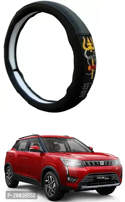 RONISH Exclusive Ring Type Car Steering Wheel Cover (Om Namah Shivay) Black For Mahindra XUV 300-thumb0