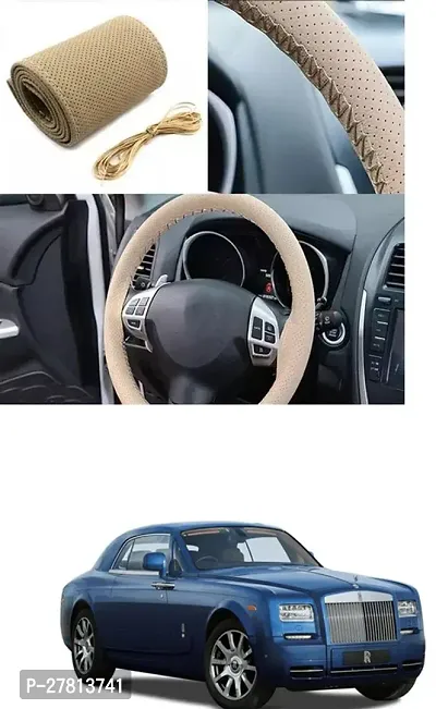 Stylish Car Steering Cover Beige Stiching  For Rolls Royce Phantom Coupe