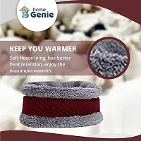 BHAVNISH Woolen Warm Cap with Neck Scarf Set Beanie Cap/Hat/Winter Cap for Men (Red)-thumb2