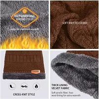 BHAVNISH Woolen Winter Cap (Brown) for Women with Neck Muffler Warn Soft for Snow | Knit Beanie Cap Hat Neck Warmer Scarf Set for Women (2 Piece Set)-thumb1