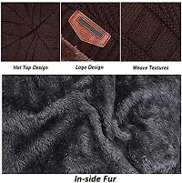 BHAVNISH Woolen Winter Cap (Brown) for Women with Neck Muffler Warn Soft for Snow | Knit Beanie Cap Hat Neck Warmer Scarf Set for Women (2 Piece Set)-thumb3