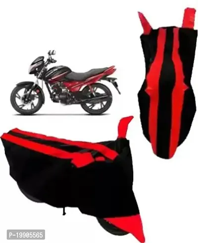 RONISH Hero Glamour Bike Cover/Two Wheeler Cover/Motorcycle Cover (Black-Red)