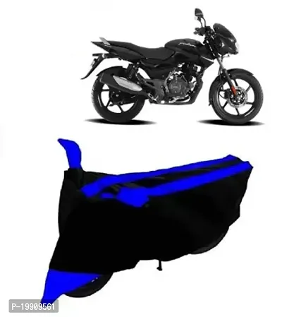 RONISH Bajaj Pulsar 125 Bike Cover/Two Wheeler Cover/Motorcycle Cover (Black-Blue)