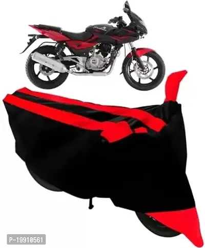 RONISH Bajaj Pulsar 220 DTS-I Bike Cover/Two Wheeler Cover/Motorcycle Cover (Black-Red)