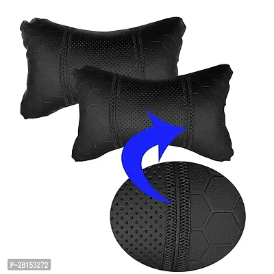 RONISH Car Neck Rest||Back Rest||Back support||Neck Support||Neck Pillow||Back Pillow||Neck Cushion||Neck Back Pain Relief||Car Seat Cover Black Leatherite Football Design (Universal For Car)-thumb3