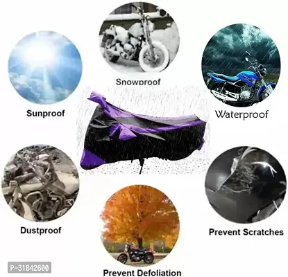 Waterproof Two Wheeler Cover for Hero  (Splendor Plus, Black, Purple)-thumb3