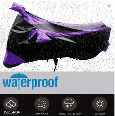 Waterproof Two Wheeler Cover for Hero  (Splendor Plus, Black, Purple)-thumb4