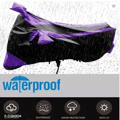 Waterproof Two Wheeler Cover for Honda  (CB Shine, Black, Purple)-thumb3