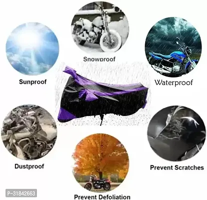 Waterproof Two Wheeler Cover for Hero  (Passion Pro, Black, Purple)-thumb2