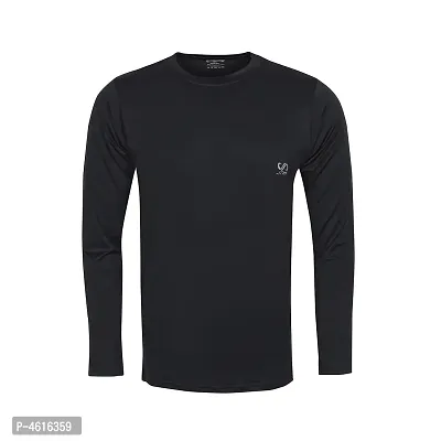 Stylish Black Dry Fit Solid Sports Tee For Men-thumb0