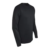 Stylish Black Dry Fit Solid Sports Tee For Men-thumb2