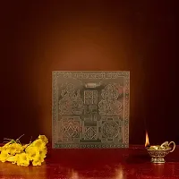 Om ssvmb9 Copper Ganesh Lakshmi Yantra/Yantram Heavy 22 Gauge Siddh (Energized) and Effective (3 x 3 Inch)-thumb1