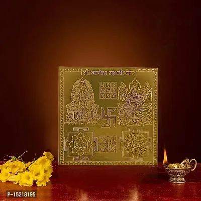 Om ssvmb9 Copper Ganesh/Ganesha/Ganpati Lakshmi/Laxmi Yantra Heavy 22 Gauge Siddh (Energized) and Effective Yantram (Brown, 4 x 4 Inch)-thumb3