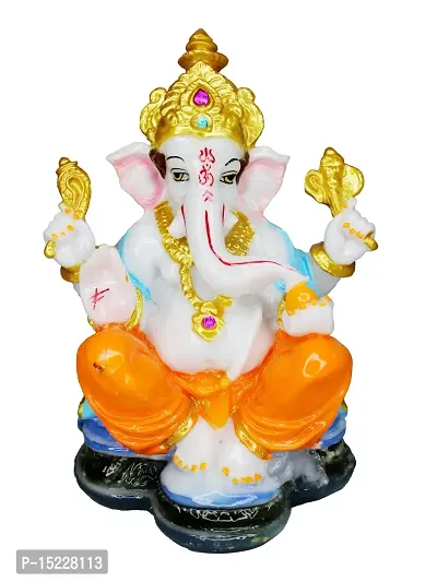 Om ssvmb9 Marble Ganesha Idol for Home Decor/Gift Ganesh Murti for Home Puja/Pooja Room Temple Ganeshji Statue for Happiness Showpiece Figurine 7 Inch