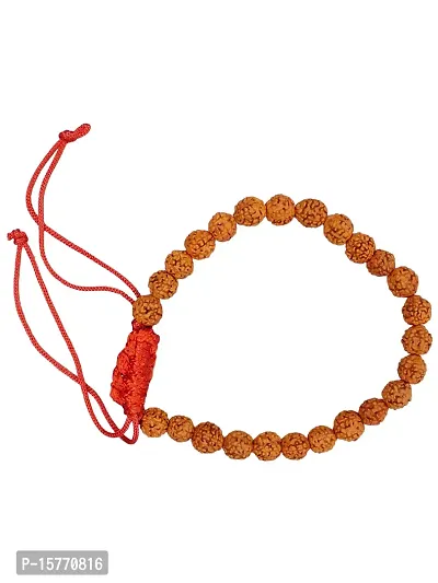 Rudraksha Bracelet Natural Five Mukhi Rudraksha Bracelet for Men  Women, Pack of 1, Color Brown,-thumb2