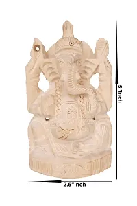 Wooden Lord Ganesh Idol |Ganapati Murti | Ganesha Statue for Home Decor, Tabletop and Car Dashboard. Hindu God of Good Luck  New Beginning 5 Inch-thumb1