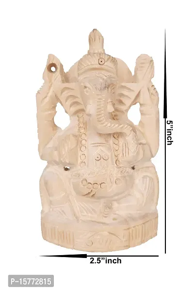 Wooden Lord Ganesh Idol |Ganapati Murti | Ganesha Statue for Home Decor, Tabletop and Car Dashboard. Hindu God of Good Luck  New Beginning 5 Inch-thumb2