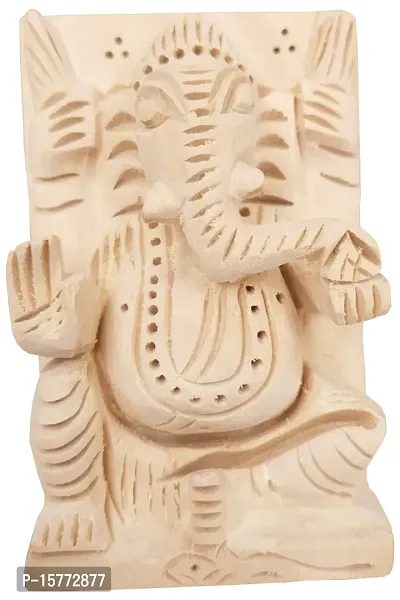 Wooden Lord Ganesh Idol |Ganapati Murti | Ganesha Statue for Home Decor, Tabletop and Car Dashboard. Hindu God of Good Luck  New Beginning 3 Inch