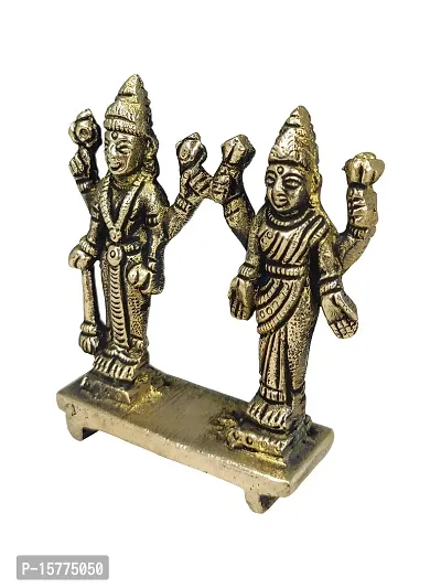 Brass Vishnu Laxmi/Lakshmi Statue Vishnu Laxmi/Lakshmi Idol Vishnu Laxmi/Lakshmi Statue for Home Puja Temple Mandir Handmade Statue-thumb2