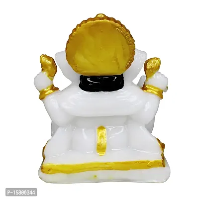 Marble Ganesha Idol/Statue Ganesh Sitting Statue Long Ear Showpiece Figurine for Home Temple Colour:-White (H x L x W:-10x7x7cm/ Weight:-0.200g)-thumb3