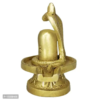 Om ssvmb9 Brass Shivling/Shivlingam with Snake Shiva Lingam Statue Snake Idols of Shiv for Temple Puja Decorative Diwali Vastu Gift ( Gold Color)