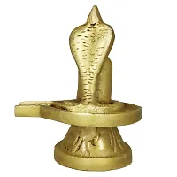 Om ssvmb9 Brass Shivling/Shivlingam with Snake Shiva Lingam Statue Snake Idols of Shiv for Temple Puja Decorative Diwali Vastu Gift ( Gold Color)-thumb1