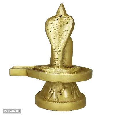 Om ssvmb9 Brass Shivling/Shivlingam with Snake Shiva Lingam Statue Snake Idols of Shiv for Temple Puja Decorative Diwali Vastu Gift ( Gold Color)-thumb2