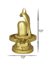 Om ssvmb9 Brass Shivling/Shivlingam with Snake Shiva Lingam Statue Snake Idols of Shiv for Temple Puja Decorative Diwali Vastu Gift ( Gold Color)-thumb3