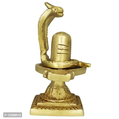 Om ssvmb9 Brass Shivling/Shivlingam with Snake Shiva Lingam Statue Snake Idols of Shiv for Temple Pooja Room Decorative Diwali Vastu Gifts ( Gold Color)-thumb0