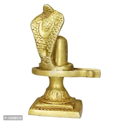 Om ssvmb9 Brass Shivling/Shivlingam with Snake Shiva Lingam Statue Snake Idols of Shiv for Temple Pooja Room Decorative Diwali Vastu Gifts ( Gold Color)-thumb5