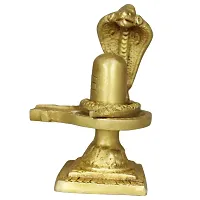 Om ssvmb9 Brass Shivling/Shivlingam with Snake Shiva Lingam Statue Snake Idols of Shiv for Temple Pooja Room Decorative Diwali Vastu Gifts ( Gold Color)-thumb1