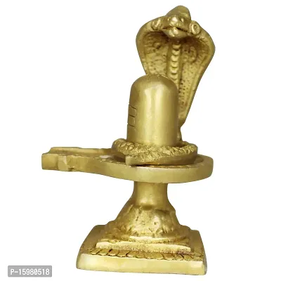 Om ssvmb9 Brass Shivling/Shivlingam with Snake Shiva Lingam Statue Snake Idols of Shiv for Temple Pooja Room Decorative Diwali Vastu Gifts ( Gold Color)-thumb2