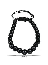 Om ssvmb9 Black Akik/Hakik Semi Precious Stone Bracelet Lovingly Hand-Tied Knots With Elastic Thread For Will Power Wear Everday Round Beads Stone Unisex Bracelets-thumb1