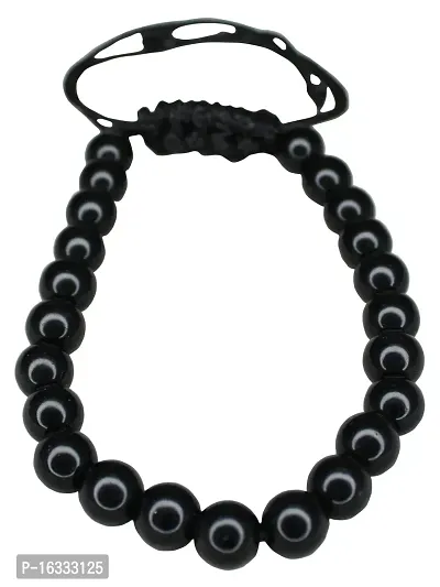 Om ssvmb9 Black Akik/Hakik Semi Precious Stone Bracelet Lovingly Hand-Tied Knots With Elastic Thread For Will Power Wear Everday Round Beads Stone Unisex Bracelets-thumb3