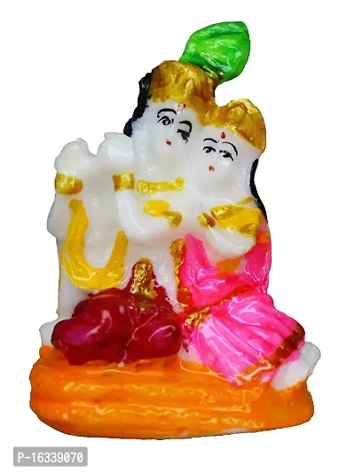 Om ssvmb9 Marble Radha Krishna Idol/Murti/Statue Hindu Divine Love Couple Radha Krishan Murti with Cow for Home Happiness Anniversary Wedding Gift 2.5 Inch