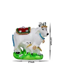 Om ssvmb9 Marble Cow and Calf Showpiece for Home Temple and Home Decor Multicolor Kamdhenu Statue Pack of 1 for Gift 2.5 Inch-thumb2