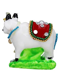 Om ssvmb9 Marble Cow and Calf Showpiece for Home Temple and Home Decor Multicolor Kamdhenu Statue Pack of 1 for Gift 2.5 Inch-thumb3