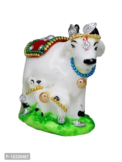 Om ssvmb9 Marble Cow and Calf Showpiece for Home Temple and Home Decor Multicolor Kamdhenu Statue Pack of 1 for Gift 2.5 Inch-thumb5