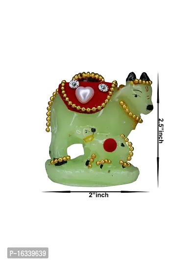 Om ssvmb9 Marble Cow and Calf Showpiece for Home Temple and Home Decor Multicolor Kamdhenu Statue Pack of 1 for Gift 2.5 in-thumb2