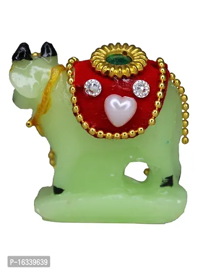 Om ssvmb9 Marble Cow and Calf Showpiece for Home Temple and Home Decor Multicolor Kamdhenu Statue Pack of 1 for Gift 2.5 in-thumb5