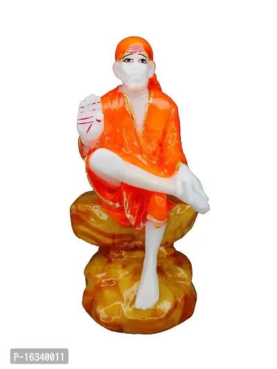 Om ssvmb9 Marble Sai Baba Statue/Idol/Murti for Pooja Room Home Temple Car Dashboard Gifting Good Luck Figurine 8 Inch