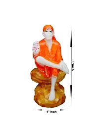 Om ssvmb9 Marble Sai Baba Statue/Idol/Murti for Pooja Room Home Temple Car Dashboard Gifting Good Luck Figurine 8 Inch-thumb1