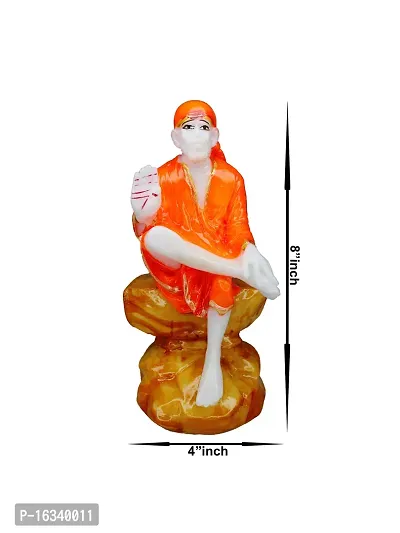 Om ssvmb9 Marble Sai Baba Statue/Idol/Murti for Pooja Room Home Temple Car Dashboard Gifting Good Luck Figurine 8 Inch-thumb2